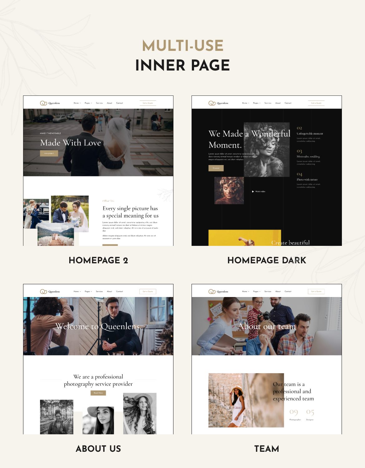 Queenlens | Photography & Event Elementor Template Kit - 2