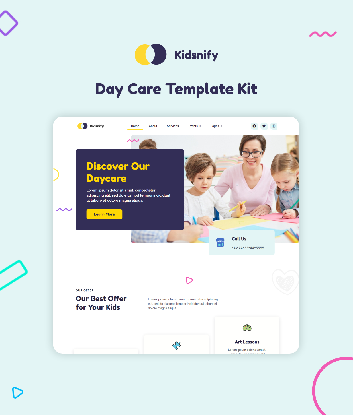 Kidsnify | Daycare Elementor Template Kit - 1